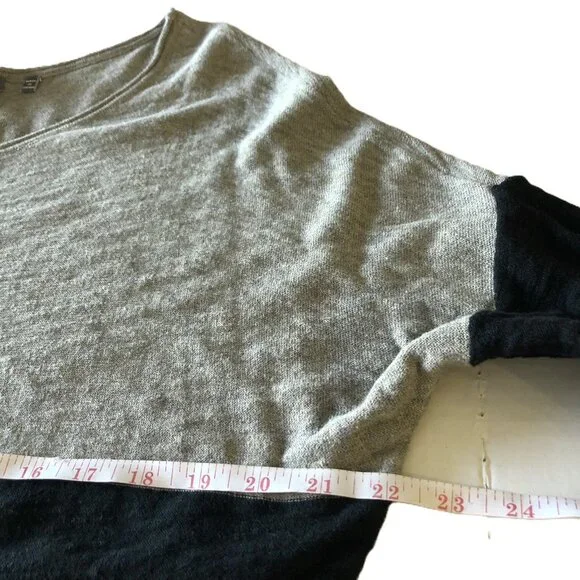 Vince Tan Black Color Block Sweater 100% Cotton Scoop Neck Drop Shoulder Stretch - Picture 11 of 15